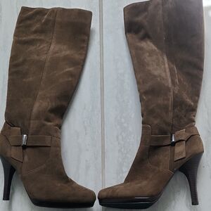 Brown Suede Knee-High Boots